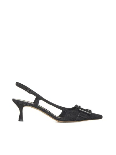 Roberto Festa Atena Denim Slingback Pumps In Black