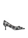 Roberto Festa Pointed-toe Pumps With Rhinestone Detailing In Tweed In Black