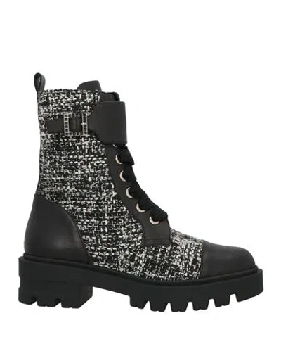 Roberto Festa Woman Ankle Boots Black Size 10 Leather, Textile Fibers