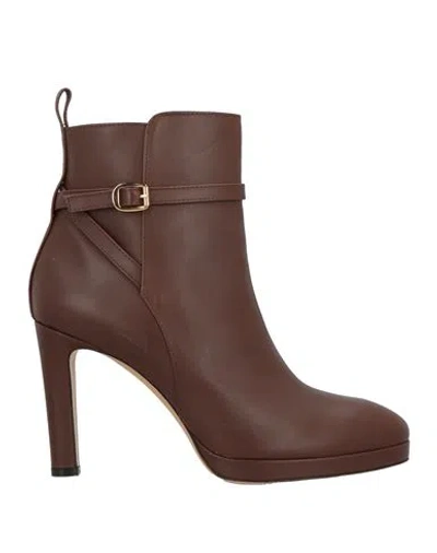 Roberto Festa Woman Ankle Boots Brown Size 10 Leather