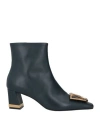 Roberto Festa Woman Ankle Boots Charcoal Size 10 Leather In Green