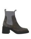 Roberto Festa Woman Ankle Boots Grey Size 10 Leather, Textile Fibers