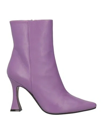 Roberto Festa Woman Ankle Boots Light Purple Size 8 Leather