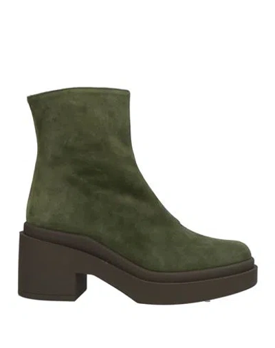 Roberto Festa Woman Ankle Boots Military Green Size 6 Leather