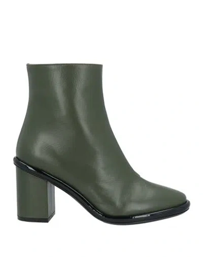 Roberto Festa Woman Ankle Boots Military Green Size 7.5 Leather