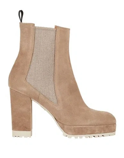 Roberto Festa Woman Ankle Boots Taupe Size 10 Soft Leather In Grey