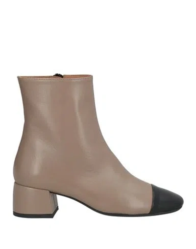 Roberto Festa Woman Ankle Boots Taupe Size 6 Leather In Gray