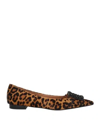 Roberto Festa Woman Ballet Flats Camel Size 7.5 Textile Fibers