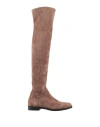 Roberto Festa Woman Knee Boots Khaki Size 11 Soft Leather In Beige
