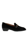 Roberto Festa Woman Loafers Black Size 10 Textile Fibers, Leather
