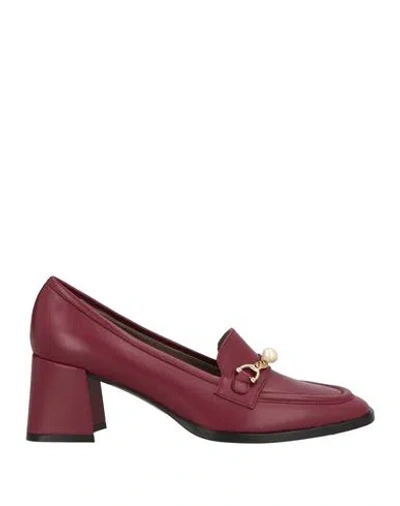 Roberto Festa Woman Loafers Burgundy Size 6 Leather