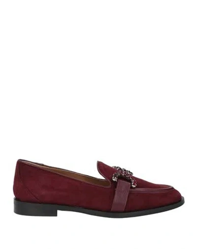 Roberto Festa Woman Loafers Burgundy Size 6 Leather In Brown