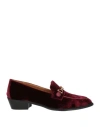 Roberto Festa Woman Loafers Burgundy Size 6 Textile Fibers, Leather In Red