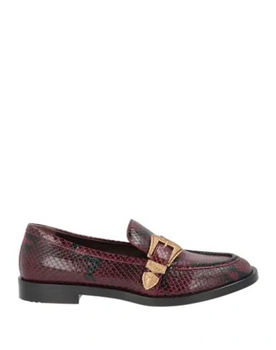Roberto Festa Woman Loafers Burgundy Size 7 Leather In Brown