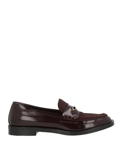 Roberto Festa Woman Loafers Burgundy Size 7.5 Leather