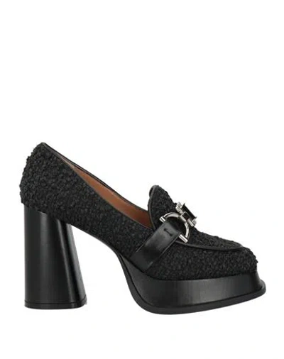 Roberto Festa Woman Loafers Charcoal Size 8 Textile Fibers In Black