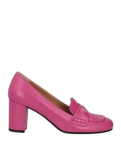 Roberto Festa Woman Loafers Fuchsia Size 10 Soft Leather In Pink