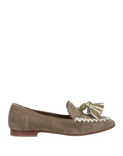 Roberto Festa Woman Loafers Military Green Size 8 Soft Leather, Straw