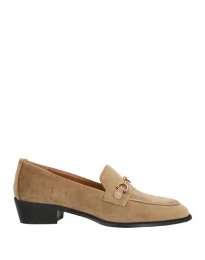 ROBERTO FESTA ROBERTO FESTA WOMAN LOAFERS SAND SIZE 8 TEXTILE FIBERS, LEATHER