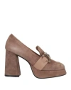 Roberto Festa Woman Loafers Taupe Size 9 Leather In Neutral