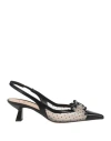 Roberto Festa Woman Pumps Black Size 6 Leather, Textile Fibers