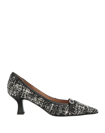 Roberto Festa Woman Pumps Black Size 6 Textile Fibers, Leather