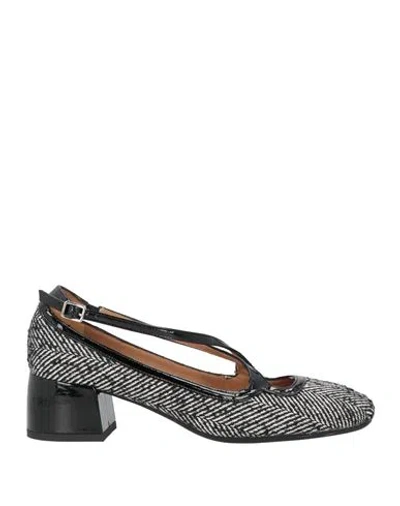 Roberto Festa Woman Pumps Black Size 6.5 Leather, Textile Fibers