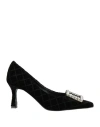 Roberto Festa Woman Pumps Black Size 7 Textile Fibers