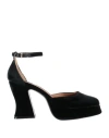 Roberto Festa Woman Pumps Dark Purple Size 9 Textile Fibers In Black