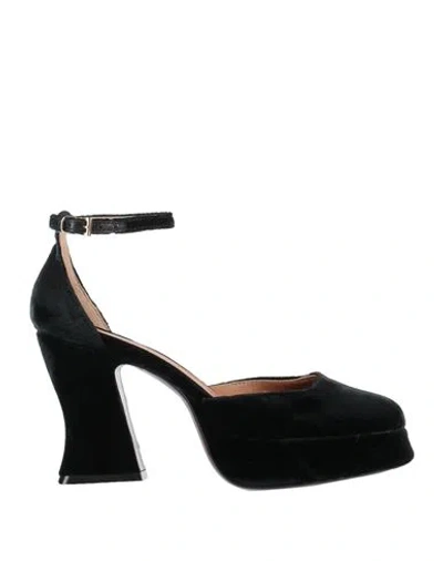 Roberto Festa Woman Pumps Dark Purple Size 9 Textile Fibers In Black