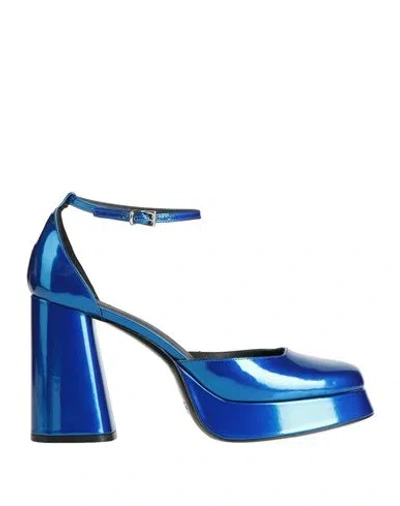 Roberto Festa Woman Pumps Blue Size 11 Soft Leather