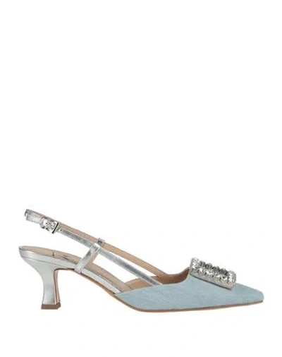 Roberto Festa Woman Pumps Blue Size 7.5 Textile Fibers
