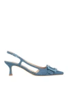 Roberto Festa Woman Pumps Blue Size 8 Textile Fibers