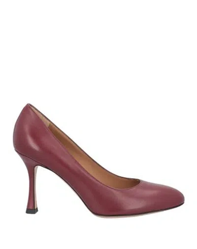 Roberto Festa Woman Pumps Burgundy Size 6 Calfskin In Red
