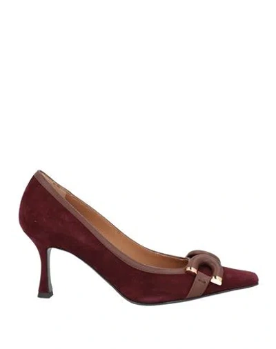 Roberto Festa Woman Pumps Burgundy Size 6 Leather In Brown