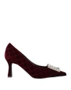 Roberto Festa Woman Pumps Burgundy Size 6 Textile Fibers