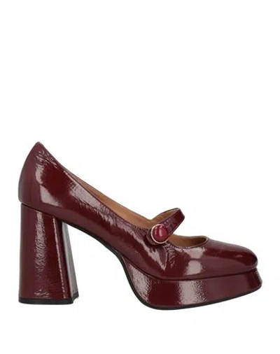 Roberto Festa Woman Pumps Burgundy Size 8 Leather In Brown