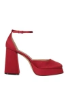 Roberto Festa Woman Pumps Burgundy Size 10 Textile Fibers In Red