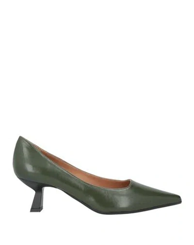 Roberto Festa Woman Pumps Dark Green Size 8 Leather