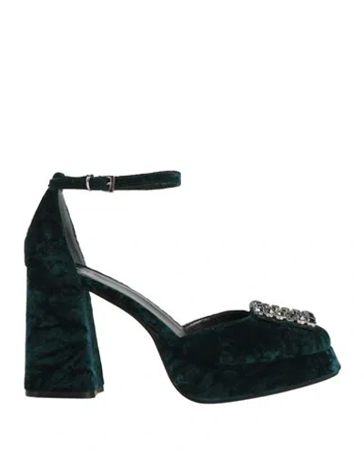 Roberto Festa Woman Pumps Dark Green Size 8 Textile Fibers