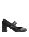 Roberto Festa Woman Pumps Grey Size 6 Textile Fibers, Leather In Black