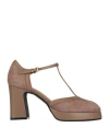 Roberto Festa Woman Pumps Light Brown Size 8 Leather In Neutral