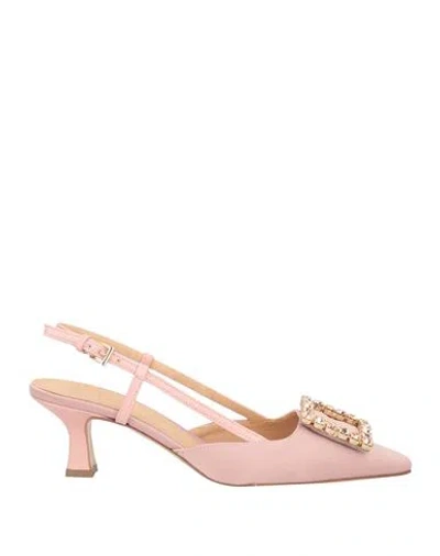 Roberto Festa Woman Pumps Light Pink Size 6 Textile Fibers, Soft Leather