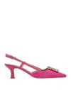 Roberto Festa Woman Pumps Magenta Size 6 Textile Fibers, Soft Leather