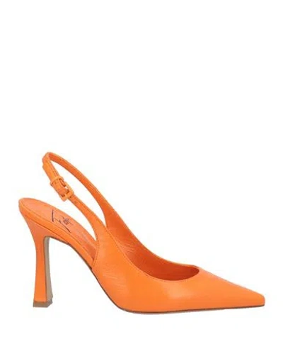 Roberto Festa Woman Pumps Orange Size 6 Soft Leather