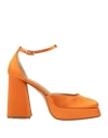 Roberto Festa Woman Pumps Orange Size 10 Textile Fibers