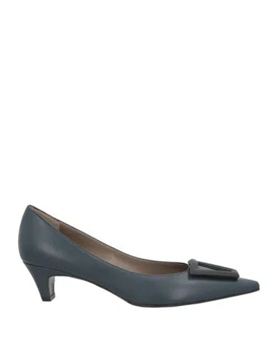 Roberto Festa Woman Pumps Slate Blue Size 10 Leather