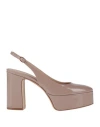 Roberto Festa Woman Pumps Taupe Size 5 Leather In Grey