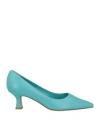 Roberto Festa Woman Pumps Turquoise Size 7 Leather In Blue