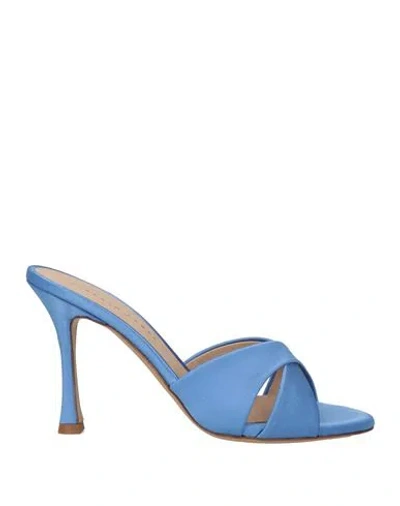 Roberto Festa Woman Sandals Azure Size 7 Textile Fibers In Blue